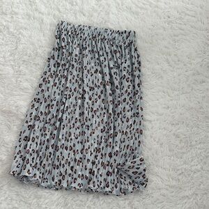 Ann Taylor Pleated Leopard Print Skirt - White and Brown